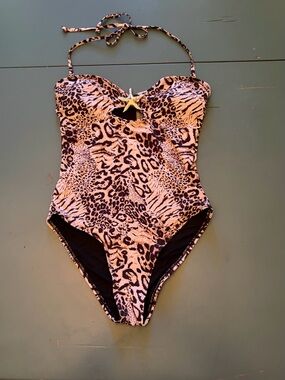 Bebe cheetah print once piece bathing suit